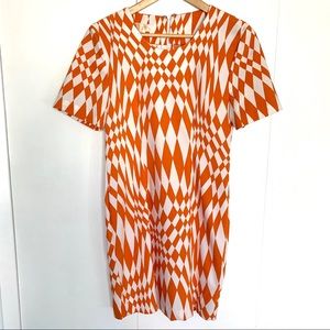 Vintage White and Orange Retro Dress